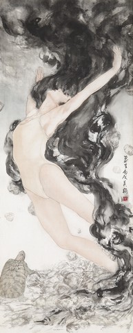 4張美榆〈女媧 “ 煉石補天 ” 〉88cm×  橫35cm