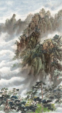 33_陳嬿卉_黃山曉色_2023_139×78cm_彩墨